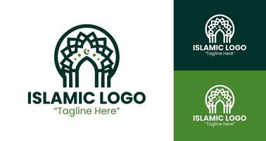 Customizable Islamic Logo for Branding and Marketing in Green vector