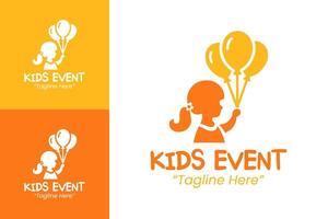 Playful Orange Kids Event Logo for Fun and Dynamic Party Branding vector