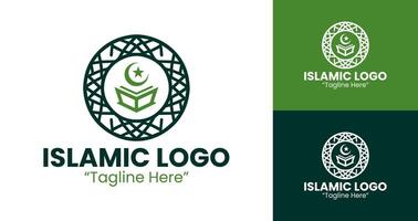 Creative Quran Logo with Geometric Frame for Islamic Event Branding vector