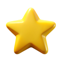 Illustration of a shiny yellow 3d star, isolated on transparent background png