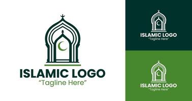 Islamic Logo with Green Crescent and Dome for Event Branding vector