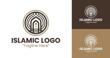 Sleek and Modern Islamic Logo for Branding and Corporate Identity in Brown and Blue vector