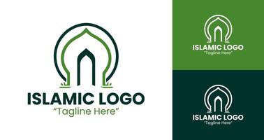 Stylish Minimalist Green Dome Logo for Islamic Event Branding and Identity vector