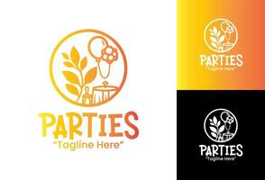 Vibrant Orange Gradient Parties Logo for Event and Celebration Branding vector