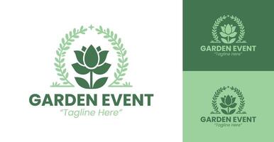 Modern Green Garden Event Logo for Nature-Inspired Branding and Marketing vector