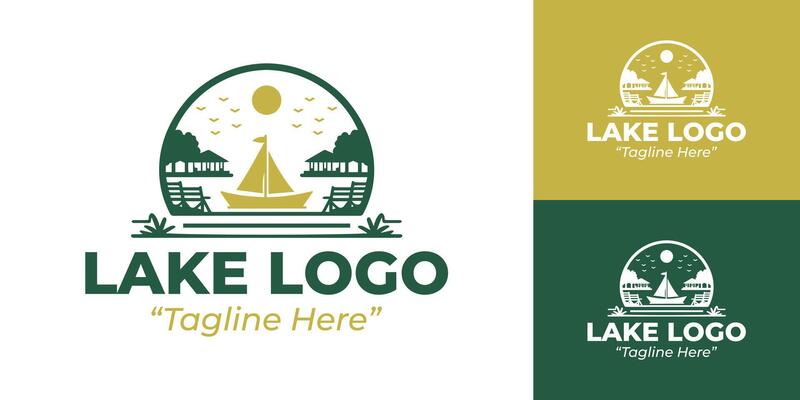 Nature-Inspired Green and Yellow Lakeside Event Logo for Branding