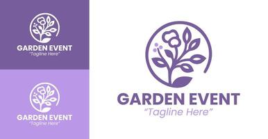 Stylish Lilac Garden Event Logo for Floral Branding and Event Identity vector