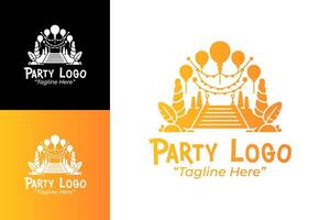 Colorful and Fun Party Logo Designs with Bright Hues vector