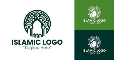 Timeless and Geometric Islamic Logo in Green and White for Clean Branding vector