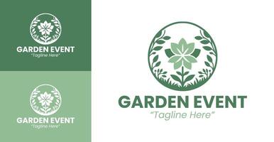 Elegant Green Garden Event Logo for Nature-Themed Branding and Events vector