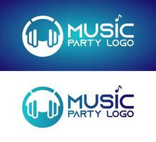 Modern Teal Blue Gradient Music Party Logo for Dynamic Event Marketing vector