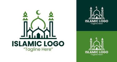 Modern Islamic Mosque and Crescent Logo for Branding and Event Promotion vector