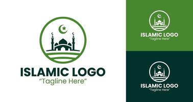 Stylish Green Mosque and Crescent Logo for Event Branding and Identity vector