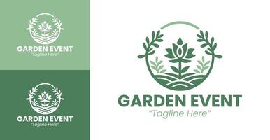 Professional Green Garden Event Logo for Floral Branding and Event Identity vector