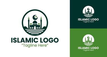 Elegant Green Mosque and Crescent Logo for Islamic Branding and Event Design vector