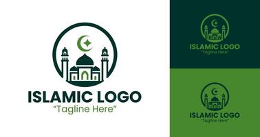 Islamic Logo with Green Crescent and Mosque for Dynamic Event Branding vector