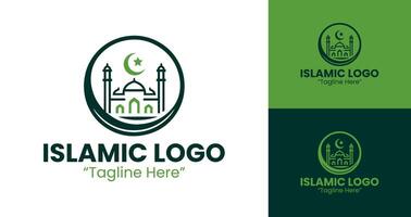 Stylish Green Mosque and Crescent Logo for Modern Islamic Branding vector