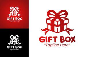 Creative Red Gradient Gift Box Logo for Event Branding and Seasonal Promotions vector