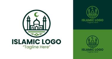 Minimalist Islamic Logo with Mosque and Crescent for Event and Branding Ideas vector