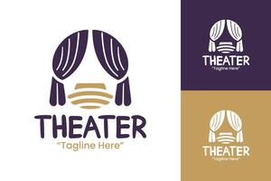 Luxury Theater Logo Design with Gold and Purple for Premium Branding vector
