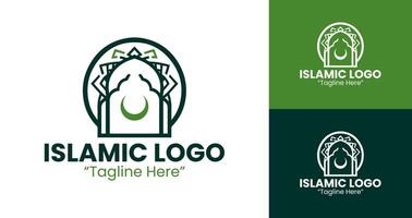 Elegant Green Dome and Crescent Logo for Islamic Event Branding vector