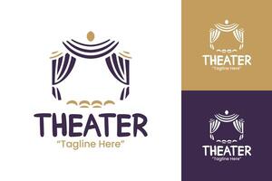 Elegant Theater Logo Design with Gold and Purple Color Scheme vector