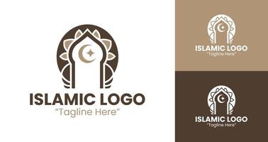Stylish Islamic Logo with Crescent and Mosque Elements for Branding vector