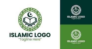 Modern Quran and Geometric Frame Logo Design for Islamic Branding vector