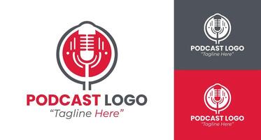 Bold Podcast Logo Designs with Red and Dark Grey for Professional Branding vector