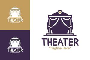 Classy Theater Logo with Elegant Gold and Purple Colors for Branding vector