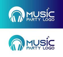 Vibrant Teal Blue Gradient Music Party Logo for Music Event Branding vector