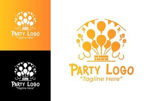 Elegant and Modern Party Logo Designs with Vibrant Orange Colors vector