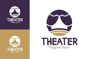 Modern and Stylish Theater Logo in Gold and Purple Color Palette vector
