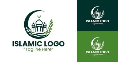 Islamic Green Mosque and Crescent Logo for Branding and Event Identity vector