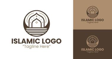 Clean and Professional Islamic Logo with Modern Arch in Brown Color Palette vector