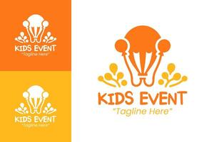 Bright and Playful Orange Kids Event Logo for Party and Event Branding vector