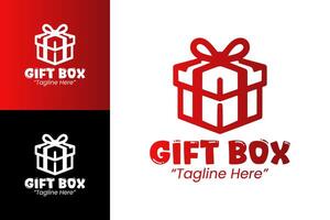 Professional Red Gradient Gift Box Logo for Event Branding and Seasonal Design vector