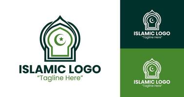 Elegant Green Dome and Crescent Logo for Islamic Branding and Events vector