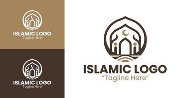 Unique and Elegant Islamic Logo Design in Brown and Dark Blue for Branding and Identity vector
