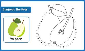 Connect The Dots Ya pear Green Food. Dot To Dot Educational Game vector