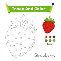 Handwriting Practice. Trace And Color The Strawberry Food Which Is Perfect. Illustration Vecteezy vector