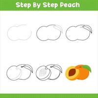 Step By Step Drawing Lime For Kids. Peach Food Drawing Tutorial On How To Draw. illustration Vecteezy vector