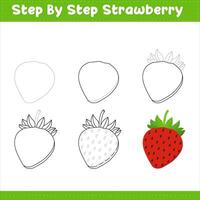 Step By Step Drawing Lime For Kids. Strawberry Food Drawing Tutorial On How To Draw. illustration Vecteezy vector