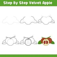 Step By Step Drawing Lime For Kids. Velvet Apple Food Drawing Tutorial On How To Draw. illustration vector
