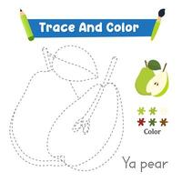 Handwriting Practice. Trace And Color The Ya pear Green Food Which Is Perfect vector