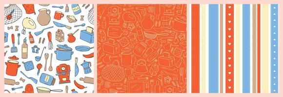 Colorful kitchen utensil pattern illustration vector
