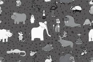 seamless pattern set zoo animals vector