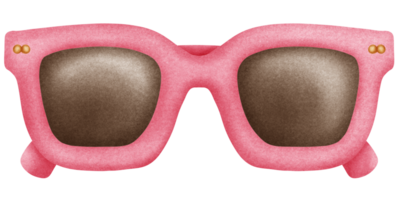 Isolated cute pink sunglasses for summer beach in crayon art style on transparent background png