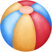 Isolated colorful cute inflatable beach ball in crayon art style on transparent background png