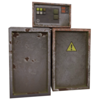 Control panel and warning boxes isolated on transparent png